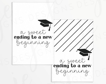 A Sweet Ending to a New Beginning 3x2" Gift Tag | Cookie Printable | Instant Download | Graduation | Graduate | Class of 2022