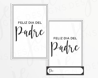 Feliz dia del Padre 3x2" Gift Tag | Double Border Font Mix | Printable | Instant Download | Happy Father's Day | Generic | Spanish | Fathers