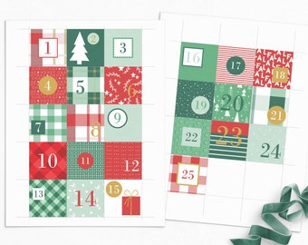2&quot; Printable Modern 25-Day Christmas Advent Calendar | Christmas Countdown | Tags | Stickers | Instant Download | Merry Christmas | Holiday