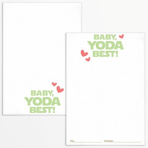 Baby Yoda Best 3,5 x 5" koekjeskaart met Star Wars-thema en heen en terug lijnen | Koekje afdrukbare instant download | Valentijnsdag