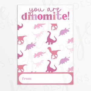 Du bist Dinomite! Valentinstag 3,5x5" Mini Cookie Karte in Pink und Lila | Cookie zum Ausdrucken | Sofort Download |