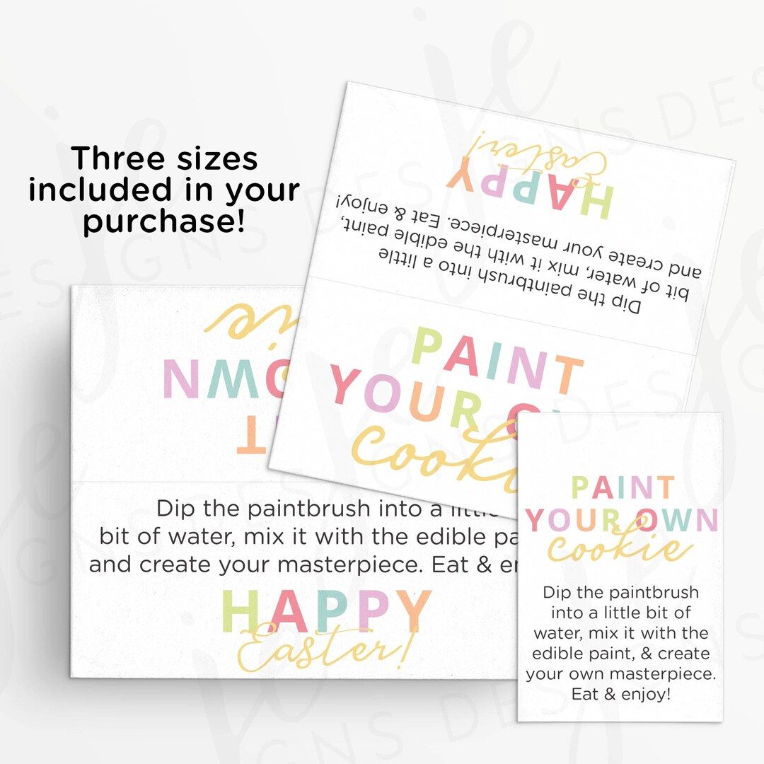 Easter Paint Your Own Cookie Treat Bag Toppers & Tags With Pastel Font ...