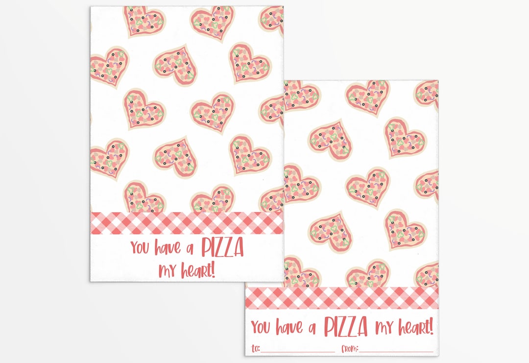 You Have A Pizza My Heart 3.5x5" Cookie Card With Red Gingham & Pizza