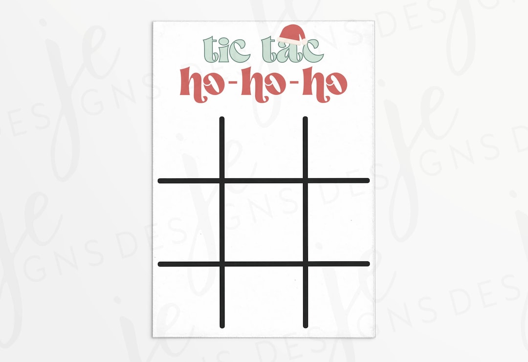 Christmas Tic Tac Toe 3.5x5 Printable Game Card for Schools