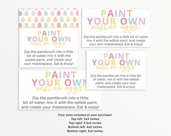 Paint Your Own Easter Eggs Tags for Cartons with Multiple Sizes: 3x3, 2x3, 2x3.5, 2x4 | Font Mix | Cookie Printable | Instant Download
