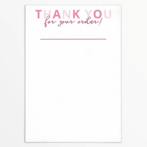 Bedankt voor je bestelling 3,5 x 5" lettertypemix voor koekjeskaart met roze letters en klantnaamregel | Afdrukbare instant download | Valentijnsdag