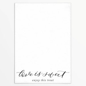Thank You &quot;Love is Sweet&quot; 3.5x5&quot; Cookie Card with Calligraphy | Enjoy Treat | Gift Tag Favor | Instant Download | Generic | Wedding