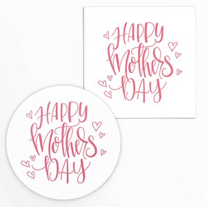 Happy Mother&#39;s Day 2x2&quot; Tag in Pink | Printable | Instant Download | Cookie Printable | Mothers Day | Gift Tag