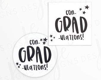 ConGRADulations 2x2" Square and Circle Gift Tag | Printable | Instant Download | Graduation | Grad | Graduate | Class of 2022