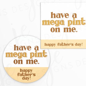 Mega Pint of Beer Father&#39;s Day 2x2&quot; Gift Tag | Cookie Printable | Instant Download | Fathers Day | Yellow Dijon Mustard | Ale