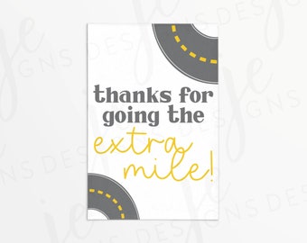 Thanks for the Going the Extra Mile 3x2" Gift Tag for School Bus Drivers | End of School | Carpool | Cookie Printable | Instant Download