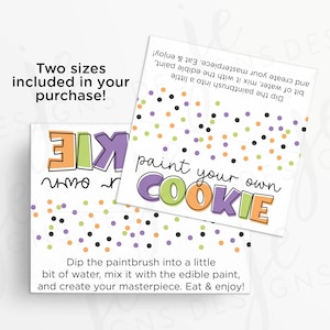 Halloween Paint Your Own Cookie 4x4&quot; & 5x4&quot; Treat Bag Topper with Scattered Polka Dot Pattern | Cookie Printable | Instant Download