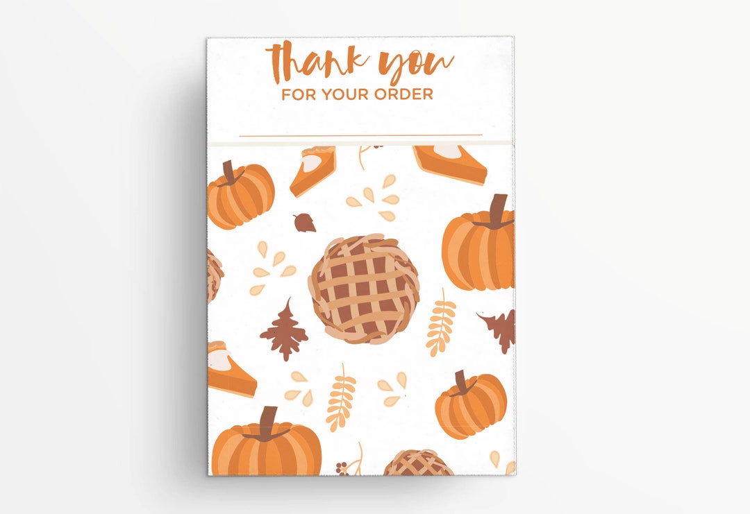 Thank You for Your Order 3.5x5 Cookie Card With Pumpkin, Pie, Leaf