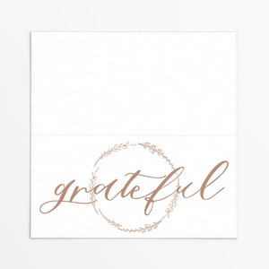 Grateful 4x4&quot; Treat Bag Topper with Delicate Hand Drawn Line Art Wreath | Printable | Instant Download | Fall | Cookie | Happy Thanksgiving