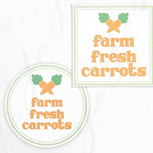 Boerderij verse wortelen 2 x 2&quot; cadeaulabel | Cookielabel | Afdrukbaar | Direct downloaden | Pasen | Vers geplukt | Lokaal geteeld
