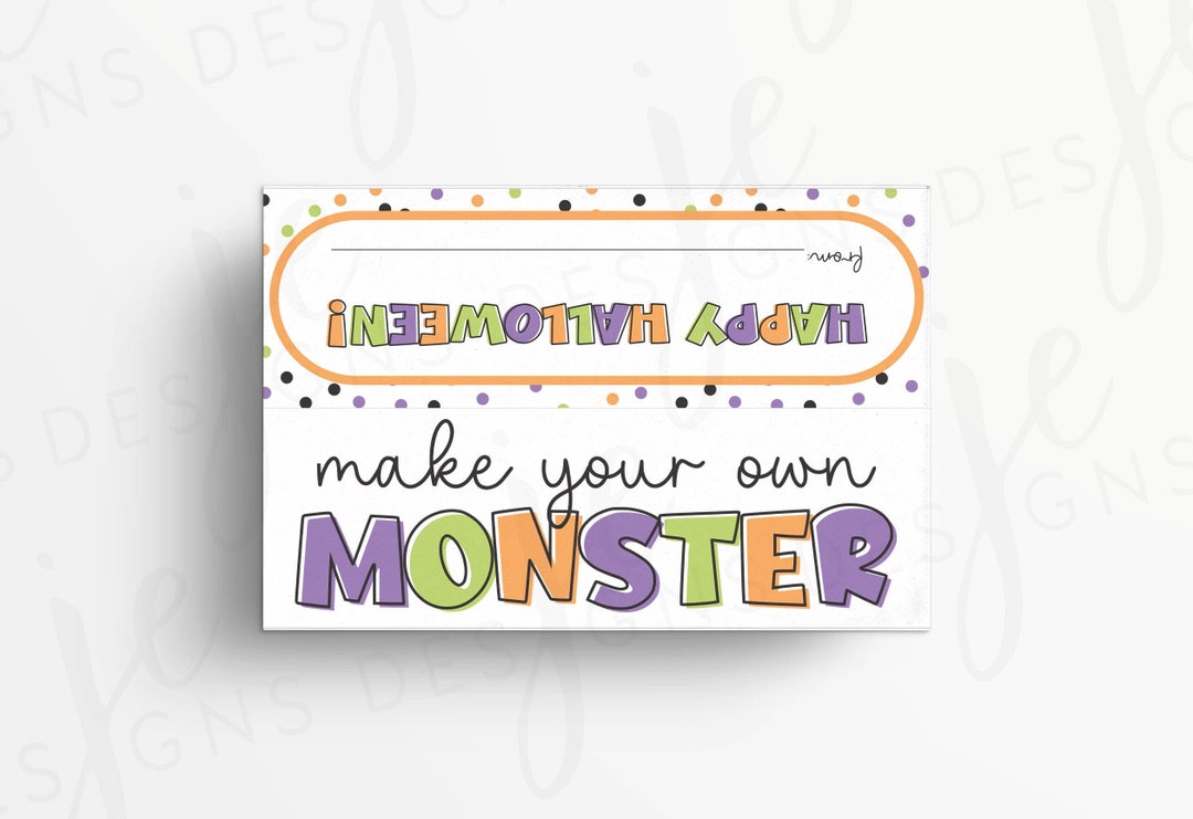 Make Your Own Monster 6.5x4" Halloween Bag Topper Printable | Instant ...