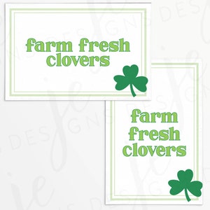 Farm Fresh Clovers 3x2&quot; Gift Tag | Cookie Printable | Instant Download | St. Patrick&#39;s Day | St Patrick