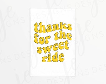 Thanks for the Sweet Ride 3x2" Gift Tag for School Bus Drivers | End of School | Carpool | Cookie Printable | Instant Download