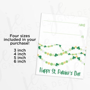 Happy St. Patrick&#39;s Day Treat Bag Topper Bundle in 4 Sizes | Clover Garland | Printable | Instant Download | Patricks
