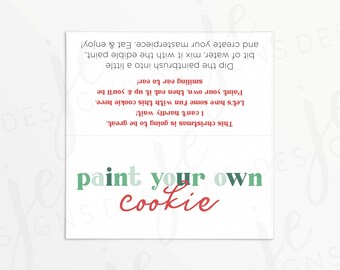 Christmas Paint Your Own Cookie with Elf from North Pole Poem Treat Bag Toppers in 2 Sizes | PYO | Printable | Instant Download