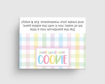 Generic All Occasion Year Round Paint Your Own Cookie 5x4" Treat Bag Topper with Rainbow Plaid | Cookie Printable | Instant Download | PYO