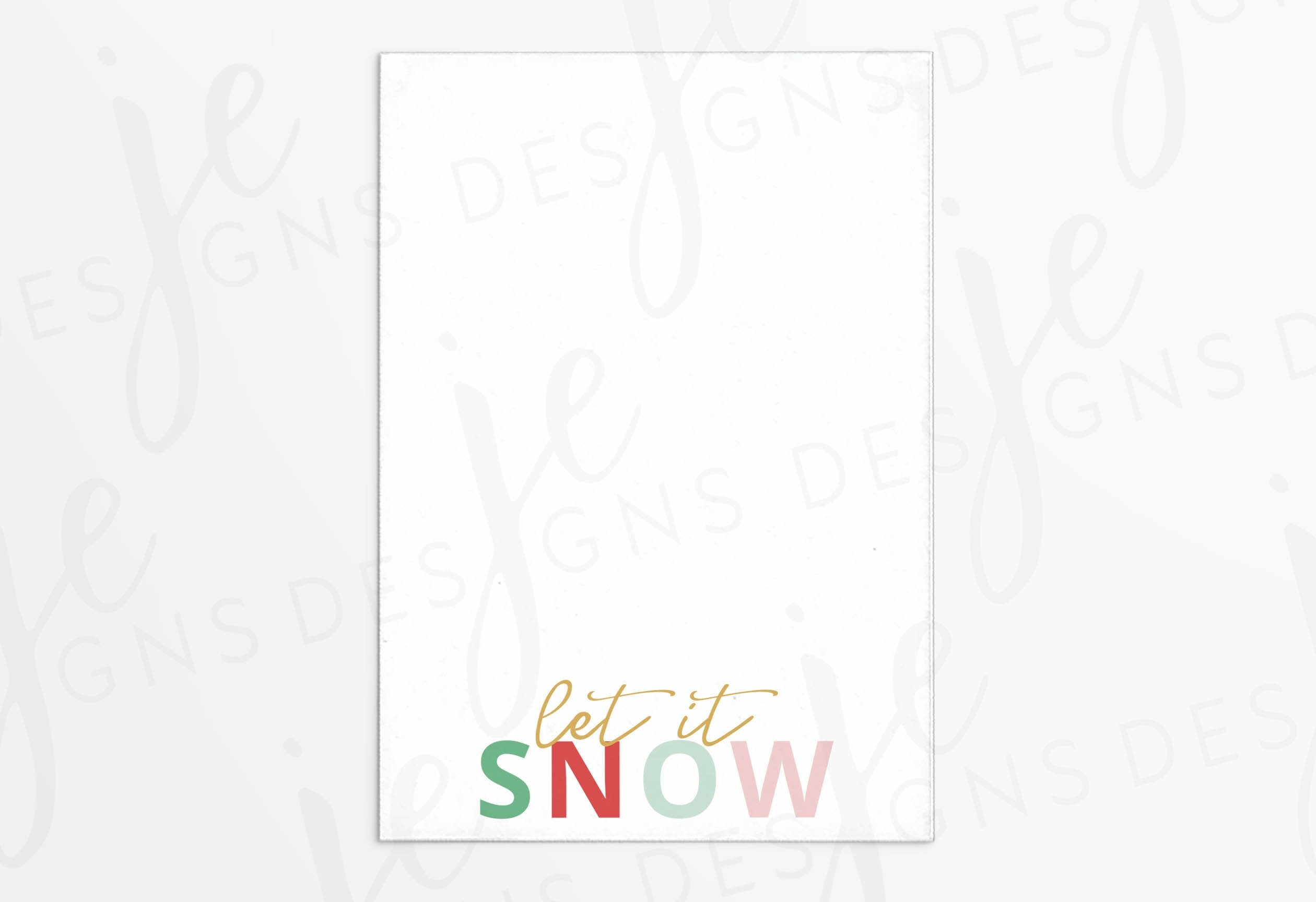 Let It Snow 3.5x5" Mini Cookie Card in Font Mix with Red, Green, Pink Lettering | Cookie Printable | Instant Download | Christmas | Holiday