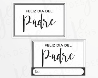 Feliz dia del Padre 2x3" Gift Tag | Double Border Font Mix | Printable | Instant Download | Happy Father's Day | Generic | Spanish | Fathers