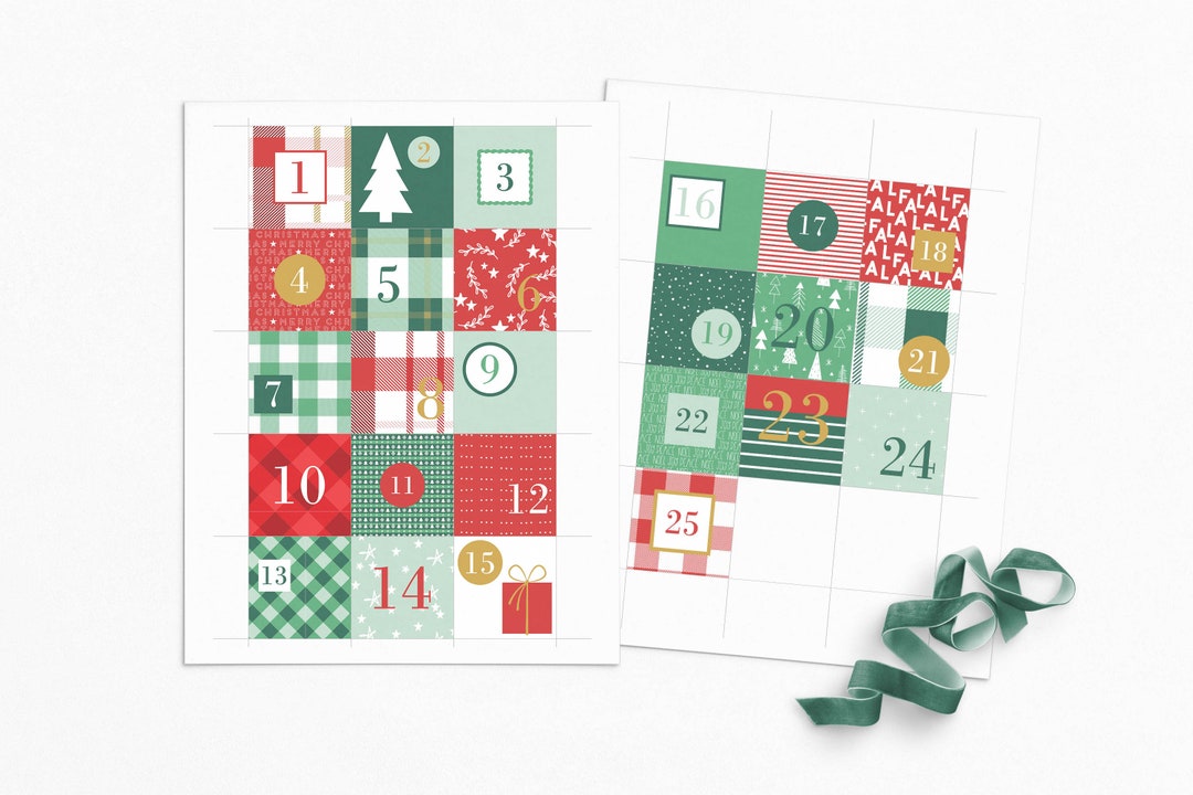 2" Printable Modern 25-day Christmas Advent Calendar | Christmas ...