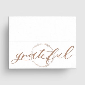 Grateful 5x4&quot; Treat Bag Topper with Delicate Hand Drawn Line Art Wreath | Printable | Instant Download | Fall | Cookie | Happy Thanksgiving