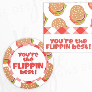 You&#39;re the Flippin Best! 2x2&quot; Tag with Burger Pattern | Cookie Printable | Instant Download | Father&#39;s Day | Fathers Day | Gift Tag