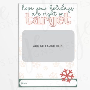Porte-cartes cadeau imprimable Cible des Fêtes de Noël | Rouge Vert | Dans le mille | Imprimable | Téléchargement instantané | École | Appréciation de l'enseignant