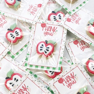Thank You! 3.5x5" Cookie Card with Apples and Green Gingham | Printable | Instant Download | Back to School
