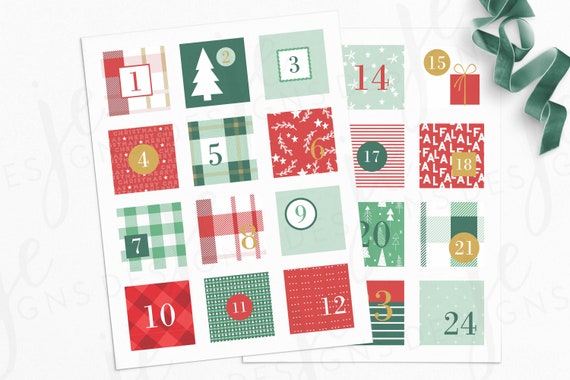 Buy 2 Printable Modern 24-day Christmas Advent Calendar Christmas Countdown  Labels Stickers Instant Download Merry Holiday Online in India - Etsy