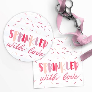 Sprinkled With Love 2x2&quot; Square and Circle Tag | Printable | Instant Download