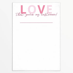 Bedankt voor je bestelling 3,5 x 5" lettertypemix voor koekjeskaart met 'Love That You're My Customer' | Afdrukbare instant download | Valentijnsdag
