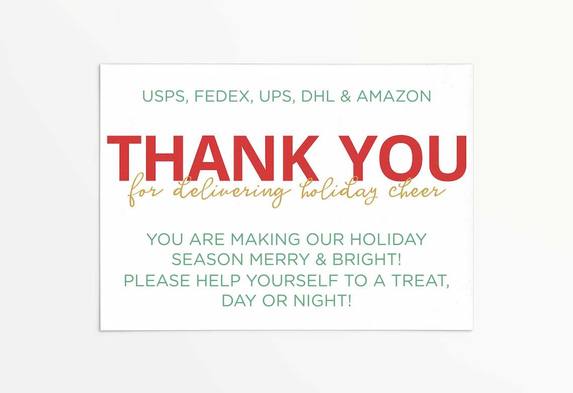 Thank You Delivery Driver UPS USPS Fedex Amazon 5x7 Etsy