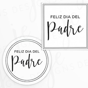 Feliz dia del Padre 2x2" Gift Tag | Double Border Font Mix | Printable | Instant Download | Happy Father's Day | Generic | Spanish | Fathers
