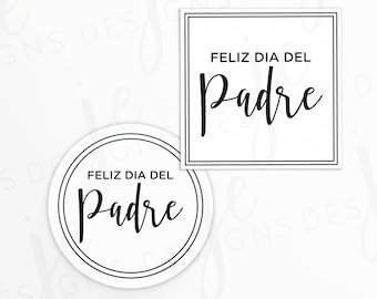 Feliz dia del Padre 2x2" Gift Tag | Double Border Font Mix | Printable | Instant Download | Happy Father's Day | Generic | Spanish | Fathers