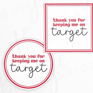 Merci de m'avoir aidé à atteindre la cible 2 x 5 cm | Rouge et noir | Dans le mille | Imprimable | Téléchargement immédiat | École | Appréciation du professeur
