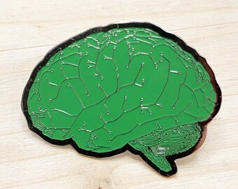 Metal Brain Pin, Special Pin, Minimalist, Limited Edition, Digital Brain, Cyberpunk, Intelligence