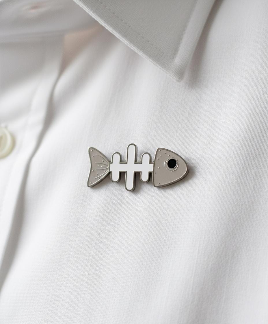 Fishbone Pin Metal Fishbone Pin, Special Pin, Minimalist, Limited Edition - Etsy