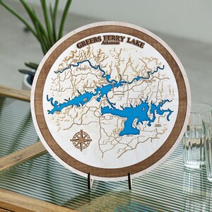 Houten kaart van Greers Ferry Lake
