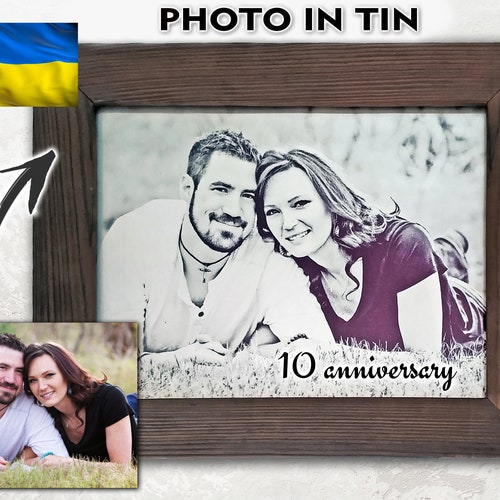 Tin Anniversary Gift Your Photo on Tin 10th Anniversary Etsy