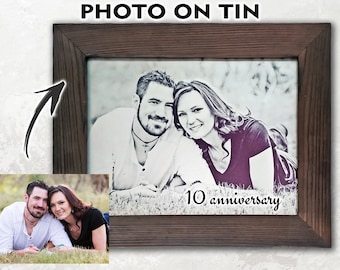Regalo de aniversario en hojalata: tu foto en hojalata: regalo de décimo aniversario para él, regalo personalizado de décimo aniversario