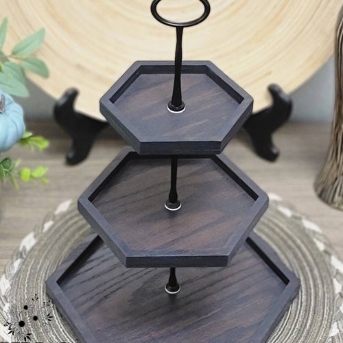 Wooden 3 Tier Tray Stand Decor Etsy