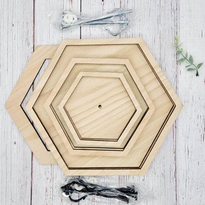 DIY  UNFINISHED Hexagon Tiered Tray, Small 3 Tiered Tray, Wood Tiered Tray Stand, Farmhouse Tiered Tray, Read Details for SIZE ,  Oak Wood