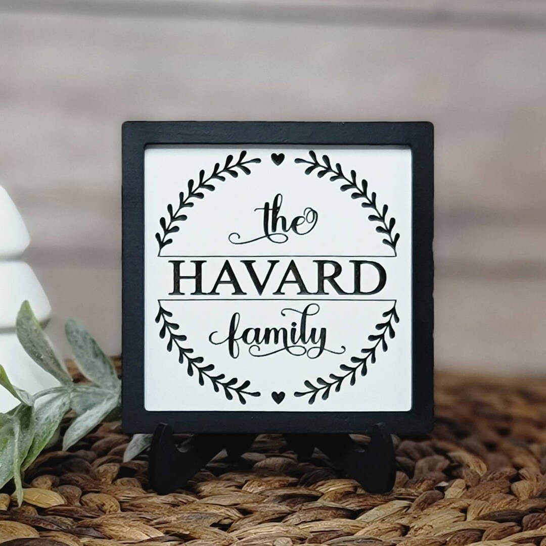 Custom Family Name Sign, Personalized Mini Engraved Wood Farmhouse Sign