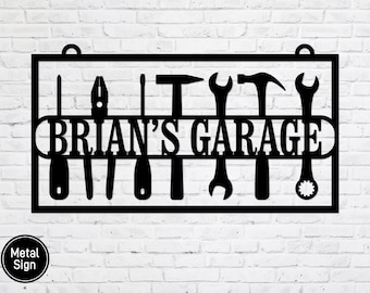 Personalized Garage Sign, Dad's Workshop Metal Sign, Fathers Day Gift, Garage Sign, Gift for Dad, Gift for Grandpa, Workshop Sign Metal Art