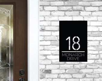 Metal House Number Sign Vertical Plaque, Modern Address Sign Art, Metal Address Sign Plaque, Address Sign Vertical, Address Number Black