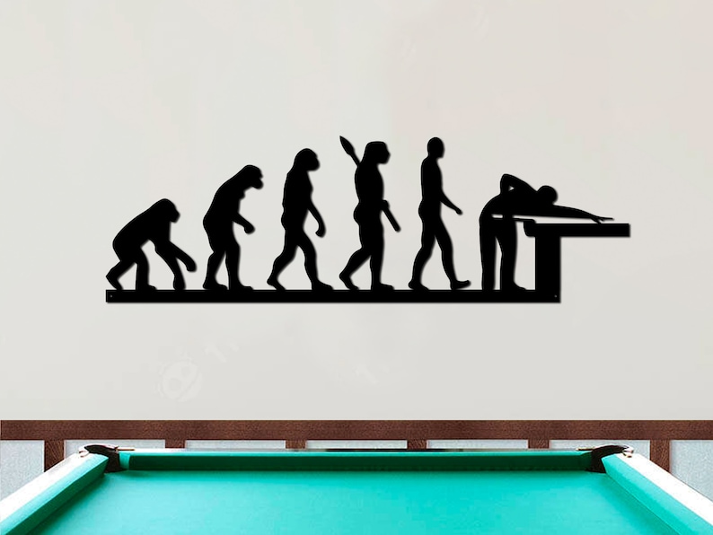 Billiards Evolution Sign, Funny Billiards Sign, Pool Metal Sign, Billiards Metal Sign, Funny Billiards Wall Art, Billiards Decor, Pool Art image 1